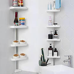 Кутова полиця у ванну, 4 яруси (260×30×20см) / Розсувна полиця для ванної кімнати