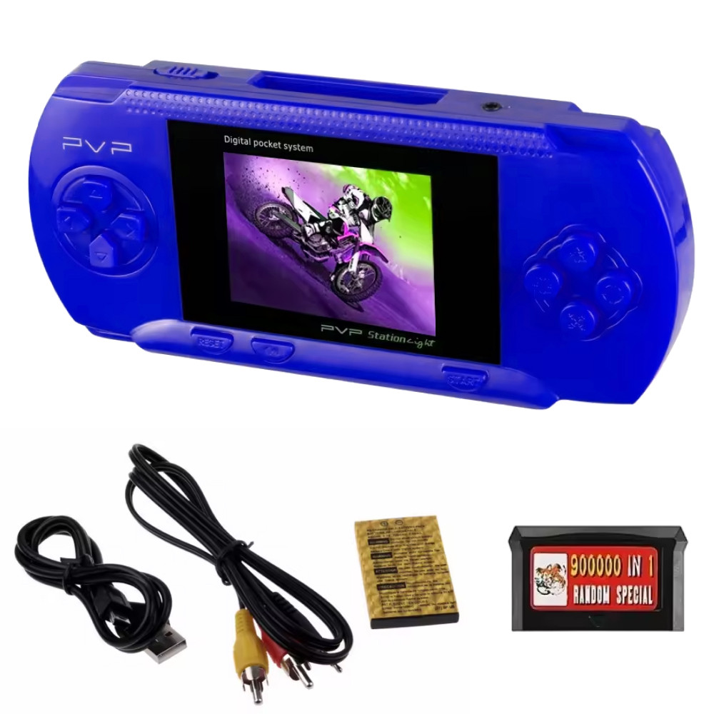 Ігрова приставка з AV виходом + 1 картридж, PVP 3000, Синя / Ретро приставка / Портативна ігрова консоль, фото 1
