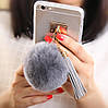 Чохол для iPhone SE 2022/2020/8/7- Пухнастий Помпон, Сірий, фото 4