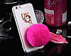 Чохол для iPhone SE 2022/2020/8/7- Пухнастий Помпон, Рожевий, фото 2