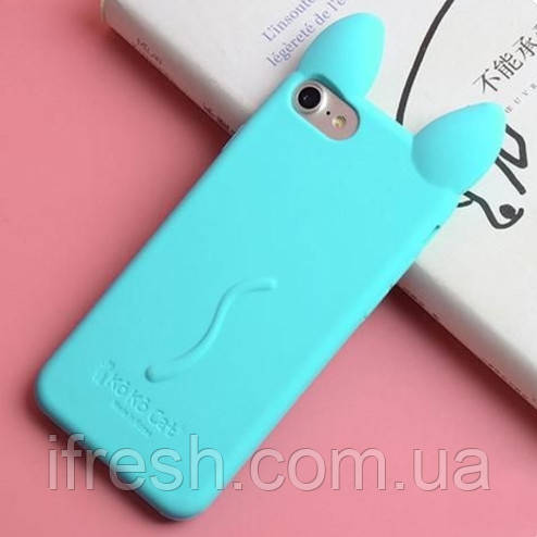Силіконовий чохол для iPhone SE 2022/2020/8/7 - Вушка Кота CoCo Cat, М'ятний, фото 1