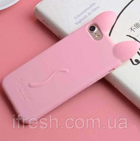 Силіконовий чохол для iPhone SE 2022/2020/8/7 - Вушка Кота CoCo Cat, Світло-Рожевий, фото 1