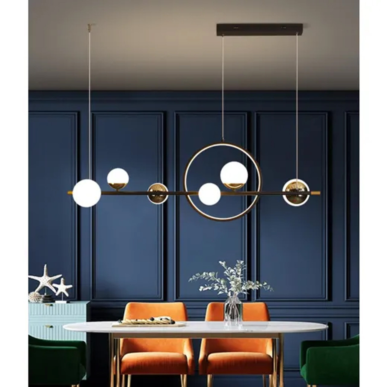 Підвісна Led-люстра у чорно-золотому виконанні V LJ-1025 GD, фото 1