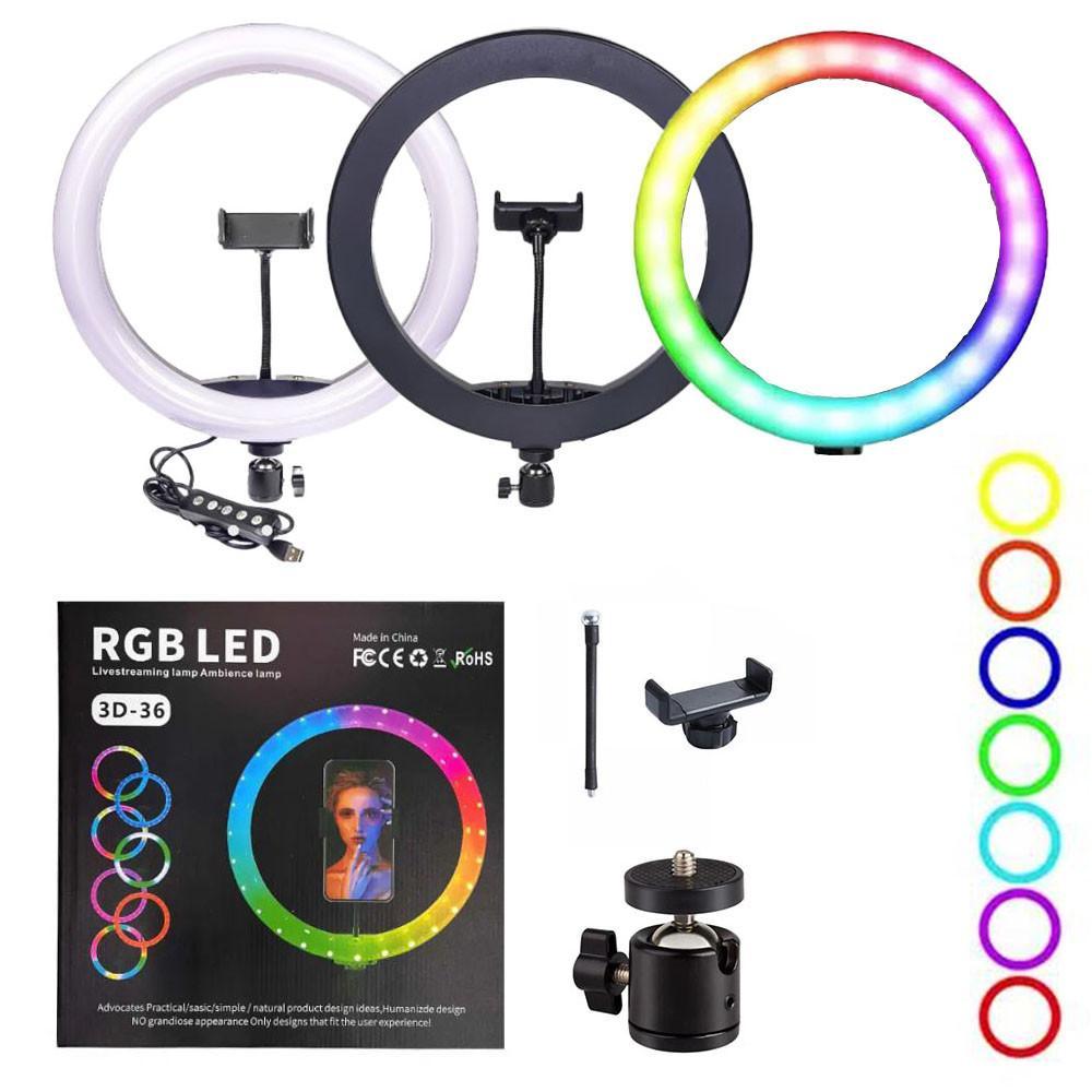 Лампа кільцева RGB LED (36 cm) 3D-36