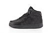 Зимові чоловічі кросівки Nike Air Force Black Чорні Взуття Найк Аір Форс високі натуральна шкіра з хутром повсякденні зима, фото 3