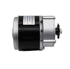 Електричний колекторний двигун з редуктором MY1016Z, електродвигун 24V 250W без ніжок, короткий вал, із зіркою на 9 зубів, фото 4