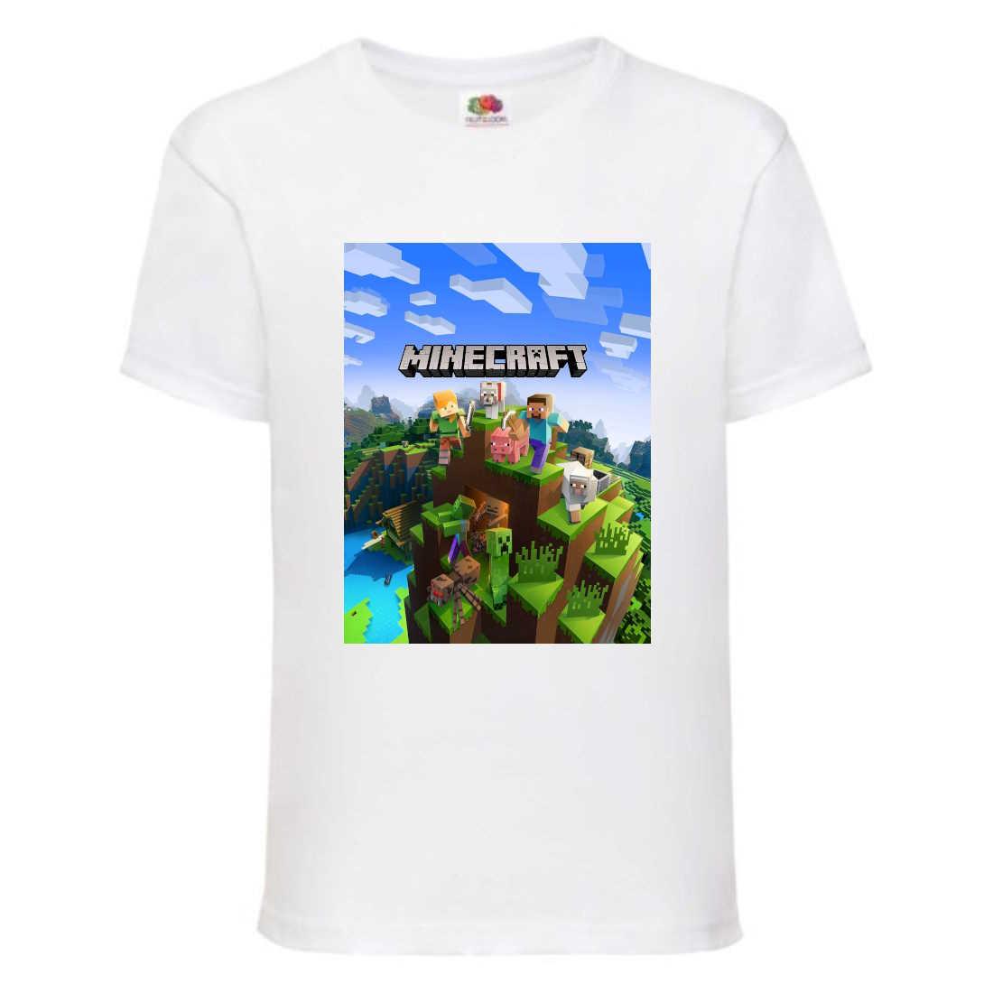Футболка дитяча Майнкрафт Minecraft (MC-09) біла, розмір 104-116-128-140-152-164