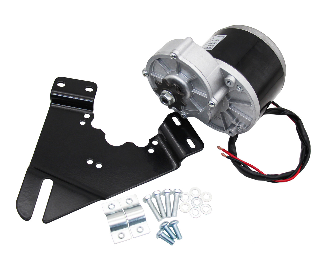 Колекторний електродвигун MY1016Z 24V250W короткий вал без ніжок із зіркою + пластина для кріплення