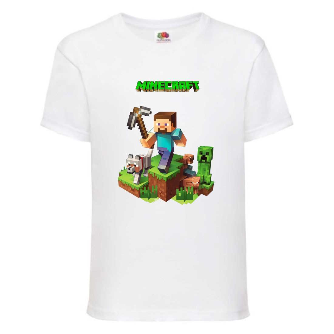 Футболка дитяча Майнкрафт Minecraft (MC-016) біла, розмір 104-116-128-140-152-164