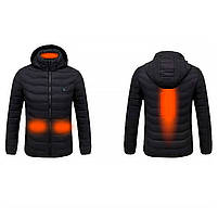 Куртка чоловіча з підігрівом від повербанка Lesko M09-4 Black 5XL 4 зони підігрівання 3 шт., фото 6