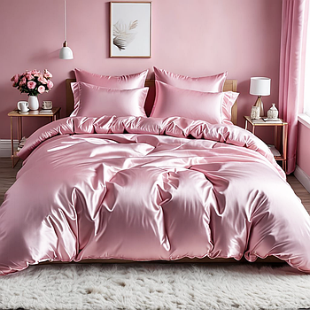 Підковдра на блискавці 145х215 Королева Ночі (Сатин Premium) | Полуторна | Однотонний рожевий