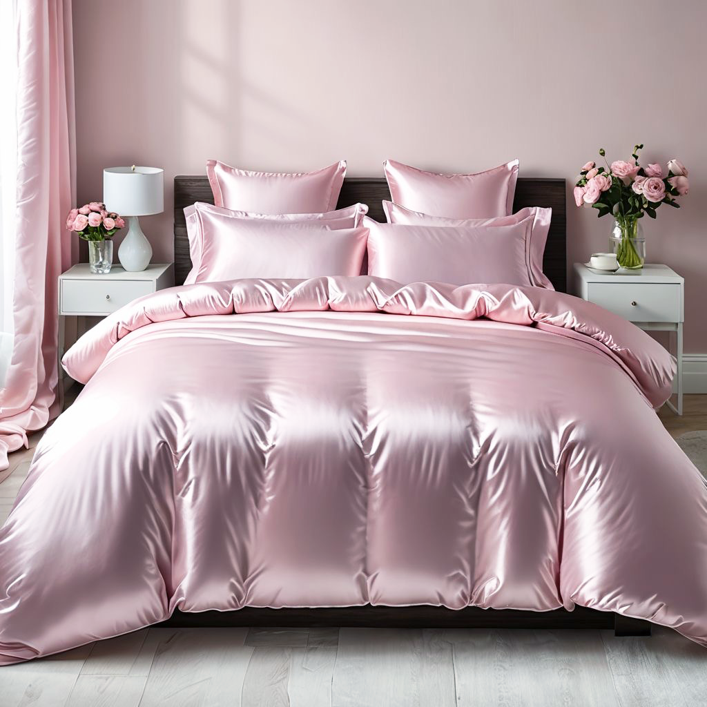 Підковдра на блискавці 145х215 Королева Ночі (Сатин Premium) | Полуторна | Однотонний світло-рожевий, фото 1
