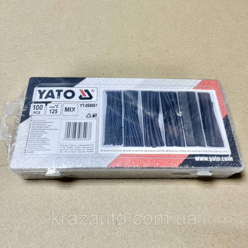 Кембрики термоусадкові до t = 125 °C YATO: різних розмірів, 100 шт. YT-068661, фото 1