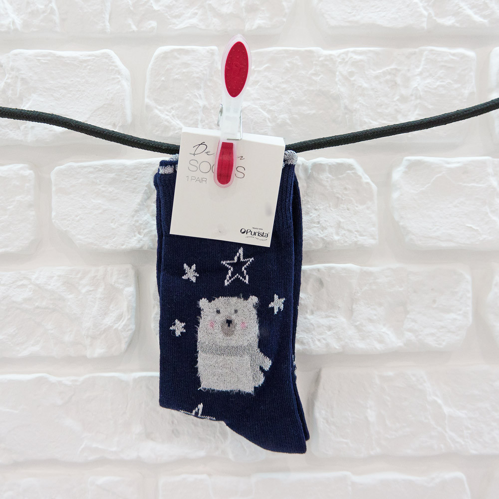 Шкарпетки із бавовни "Мішутка" Woman's heel темно-синій (Ш-464)