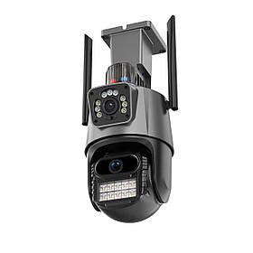 Вулична камера безпеки з подвійними об'єктивами, P11 ICSEE 360°, 8MP Wi-Fi камера з автовідстеженням, IP66
