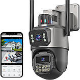 Вулична камера безпеки з подвійними об'єктивами, P11 V380 360°, 8MP Wi-Fi камера з автовідстеженням, IP66, фото 4