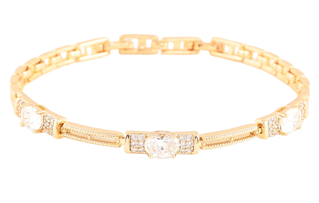 Браслет Xuping Позолота 18K «Візерунок з фіанітами і цирконієм» розмір з доп. замком 17,19см х 4мм
