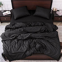 Полуторний комплект постільної білизни 150*220 з мікрофібри, чорного кольору №2013035 Черешенька
