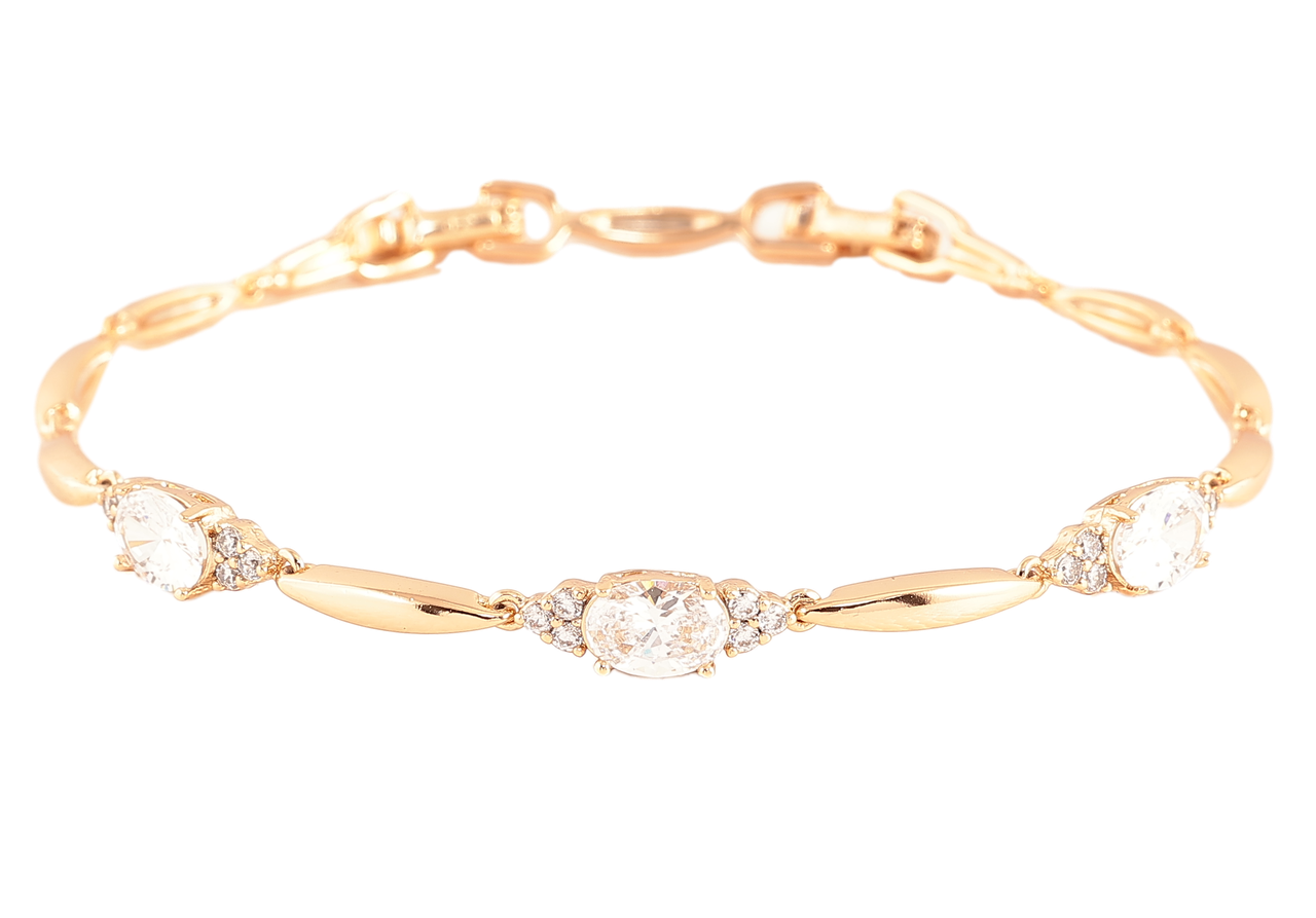 Браслет Xuping Позолота 18K «Кришталевий блиск» розмір з доп. замком 17,19.5см х 3мм