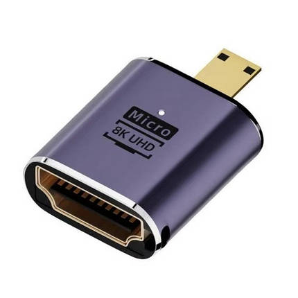 Перехідник Micro HDMI — HDMI (M/F) 8K LED Metal Прямий (D8K-01), фото 2