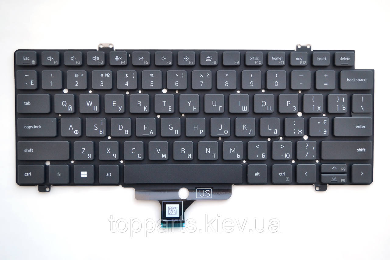 Клавіатура для ноутбуків Dell Latitude 5421, 5430, 5431, 5440, 7430, 7530 Series чорна без рамки, з підсвіткою UA/RU/US