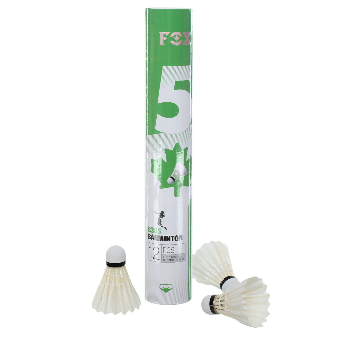 Волани для бадмінтону перові 12 шт. у тубусі FOX B305, фото 1