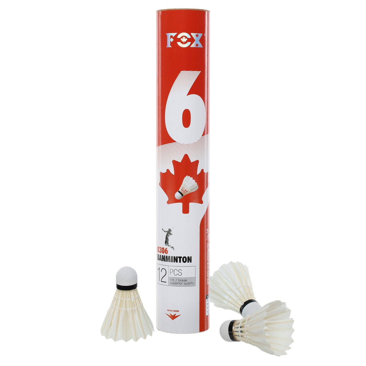 Волани для бадмінтону перові 12 шт. у тубусі FOX B306, фото 1
