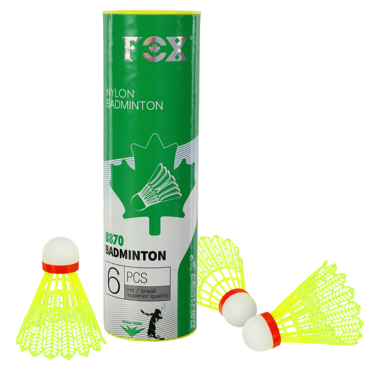 Волани для бадмінтону нейлонові 6 шт. у тубусі FOX B870, фото 1