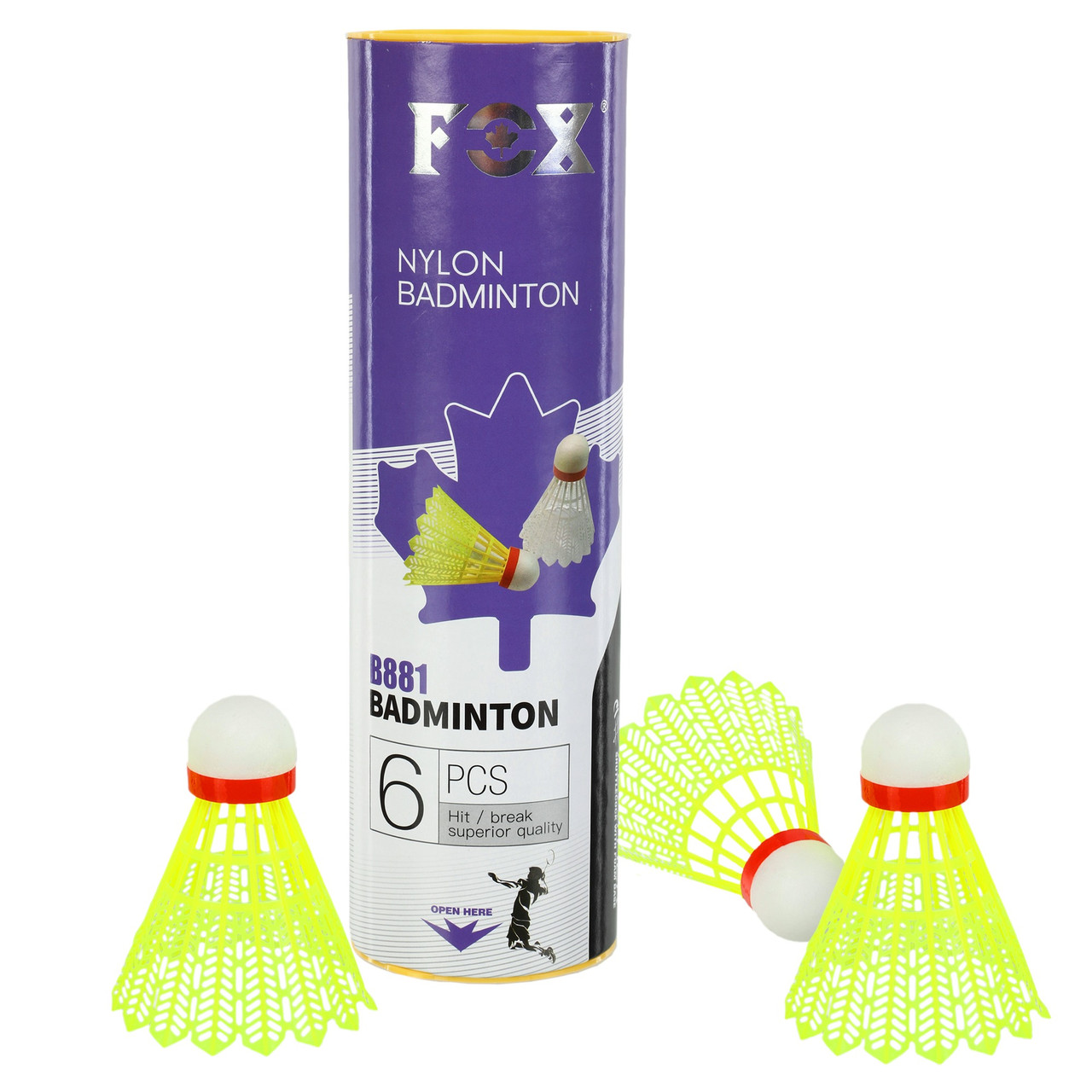 Волани для бадмінтону нейлонові 6 шт. у тубусі FOX B881, фото 1