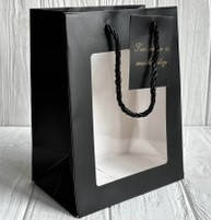 Пакет 20 х 15 х 10 см чорний з віконцем