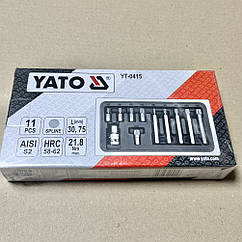 Набір викруткових насадок YATO Spline M5-M12 з перехідником 1/2" 11 шт. YT-0415