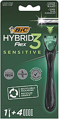 Бритва BIC Hybrid 3 Flex Sensitive із 4 змінними картриджами (БІК)