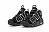 Чоловічі зимові кросівки Nike Air More Uptempo Winter Black White Чорні з білим Взуття Найк Аптемпо нубук та хутро зима, фото 4