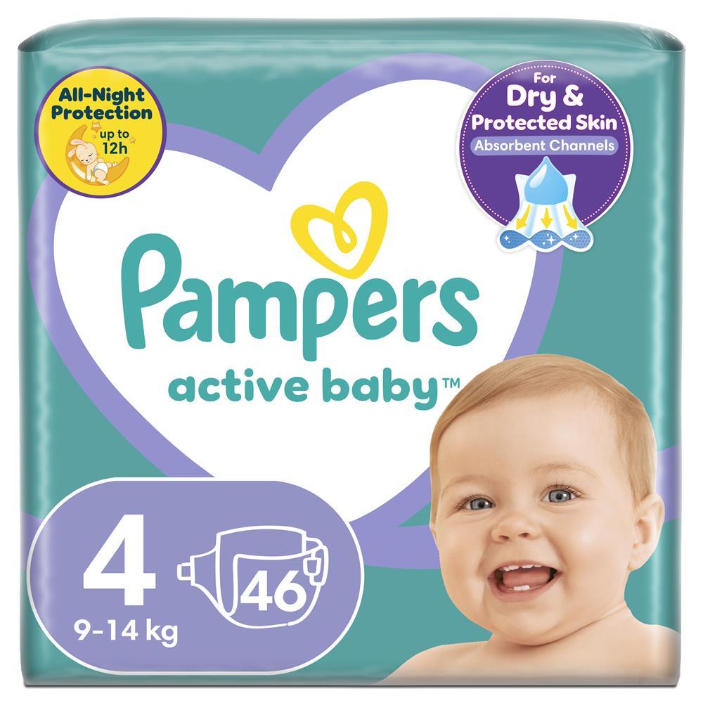 Дитячі підгузки Pampers Active Baby Maxi розмір 4 (9-14 кг) 46 шт. (Памперс)