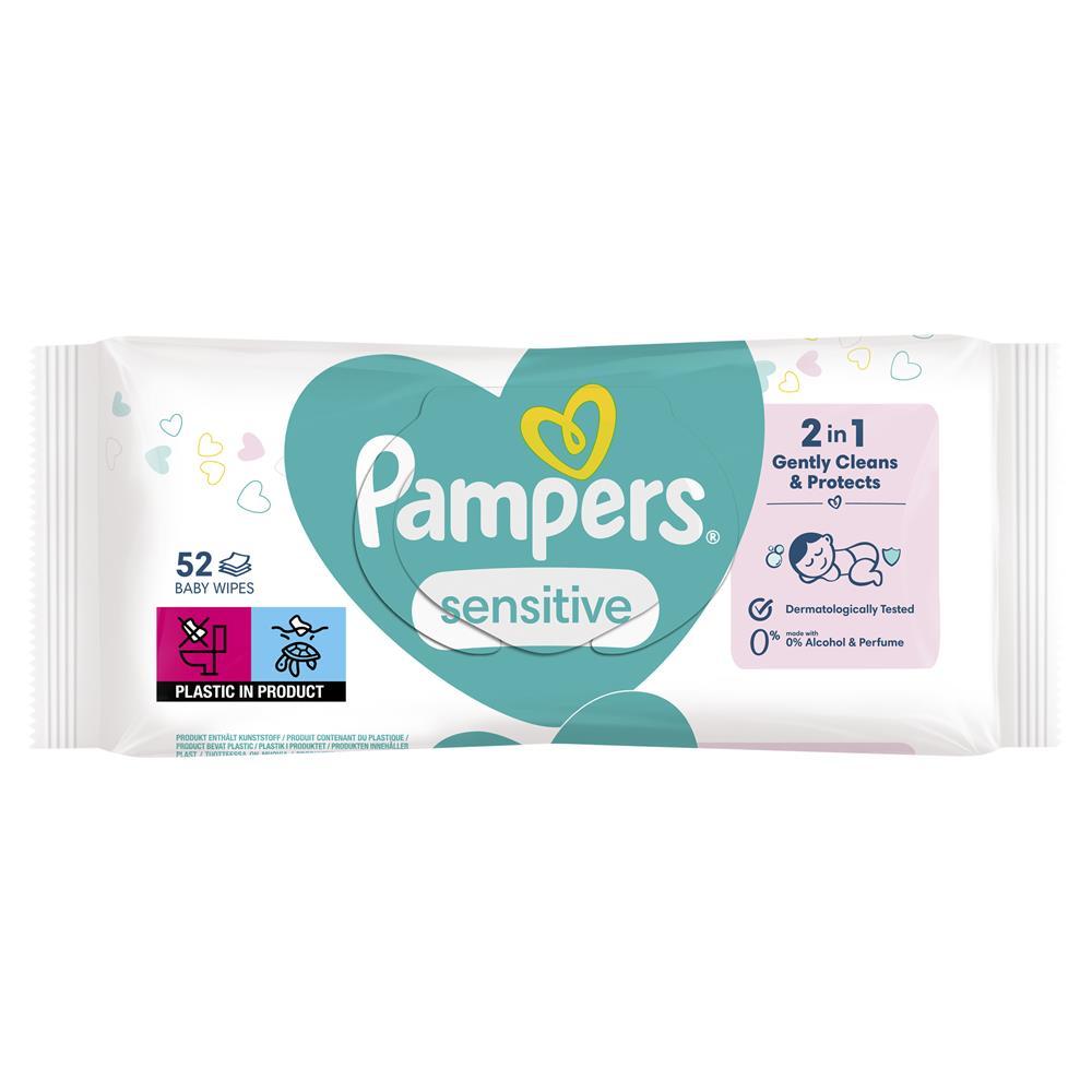 Дитячі вологі серветки Pampers Sensitive 52 шт. (Памперс)