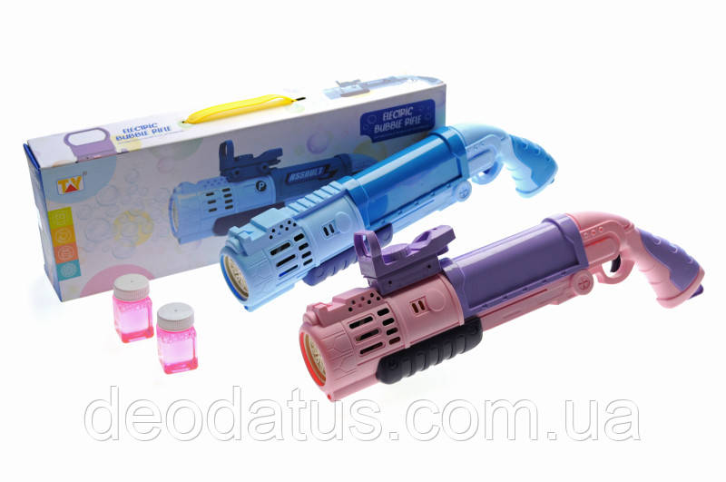 Пістолет з мильними бульбашками на батарейках в коробці, 2 кольори 2201-4 р.42,5*14,5*6,5см, фото 1