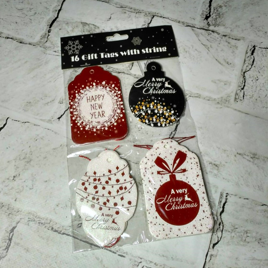 Листівки міні подарункові теги новорічні з блискітками Winter 6,5х10 см Мікс 16 шт 2715-22-1