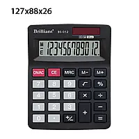 Калькулятор (12 розрядний, сонячна панель, літієва батарейка чорний) Brilliant BS-012