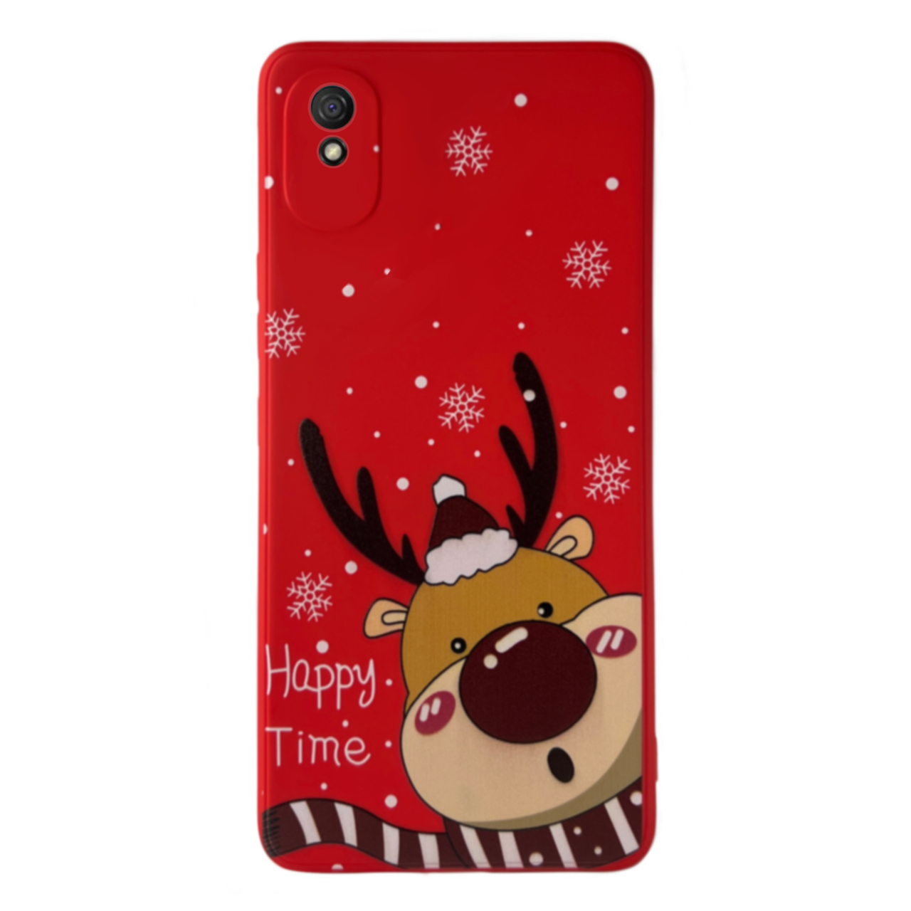 Чохол Новорічний Premium для Xiaomi Redmi Note 7 (01) Олень Happy time червоний, фото 1