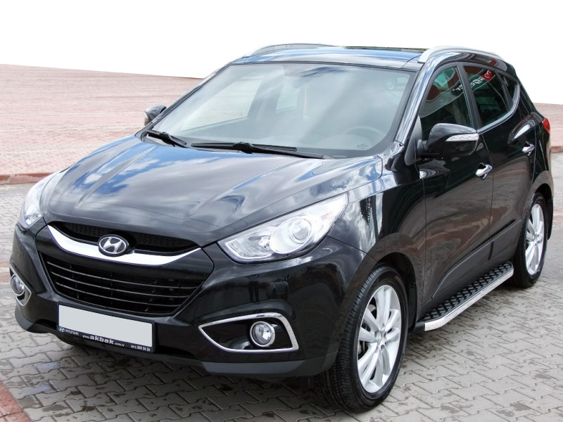 Бічні пороги BlackLine на Hyundai ix35 2010-2015 Пороги майданчика Хюндай Ай Ікс 35 2 шт., фото 1