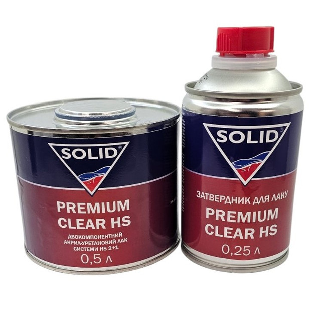 Лак автомобільний SOLID Premium Clear HS 0,5л з затверджувачем 0,25л Лак автомобільний SOLID Premium Clear HS 0,5л з затверджувачем 0,25л