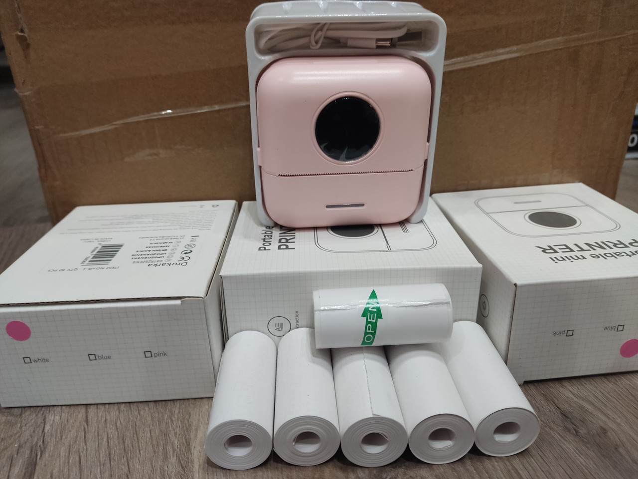 Термопринтер портативный Mini Printer X5 Bluetooth 6 рулонів паперу Mini Printer дитячий якість РОЖЕВИЙ