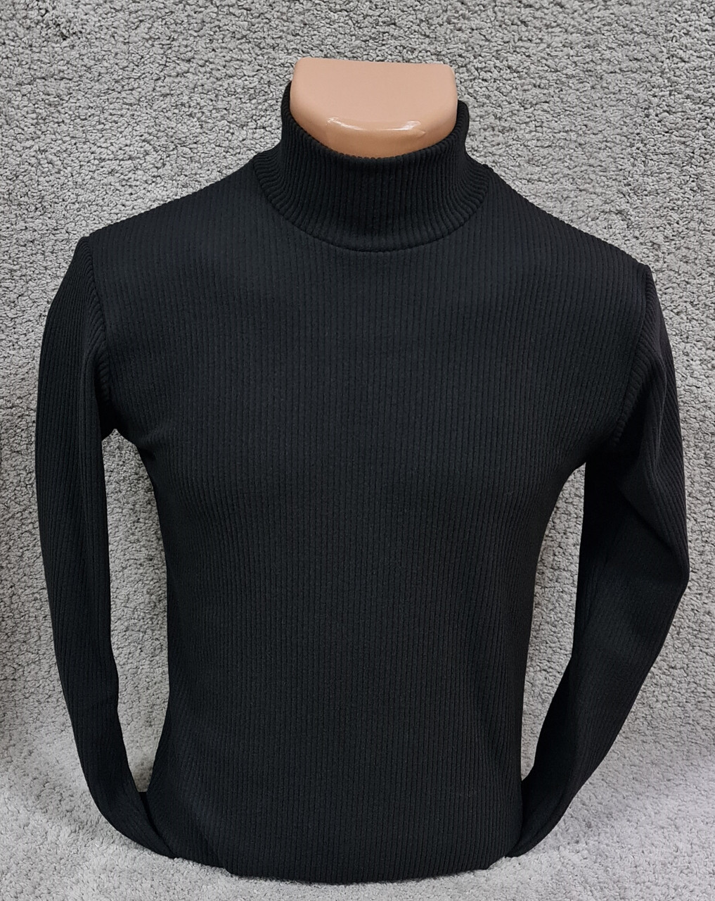 Водолазка гольф чоловічий теплий Leliss однотонний класичний рубчик з коміром стійка чорний