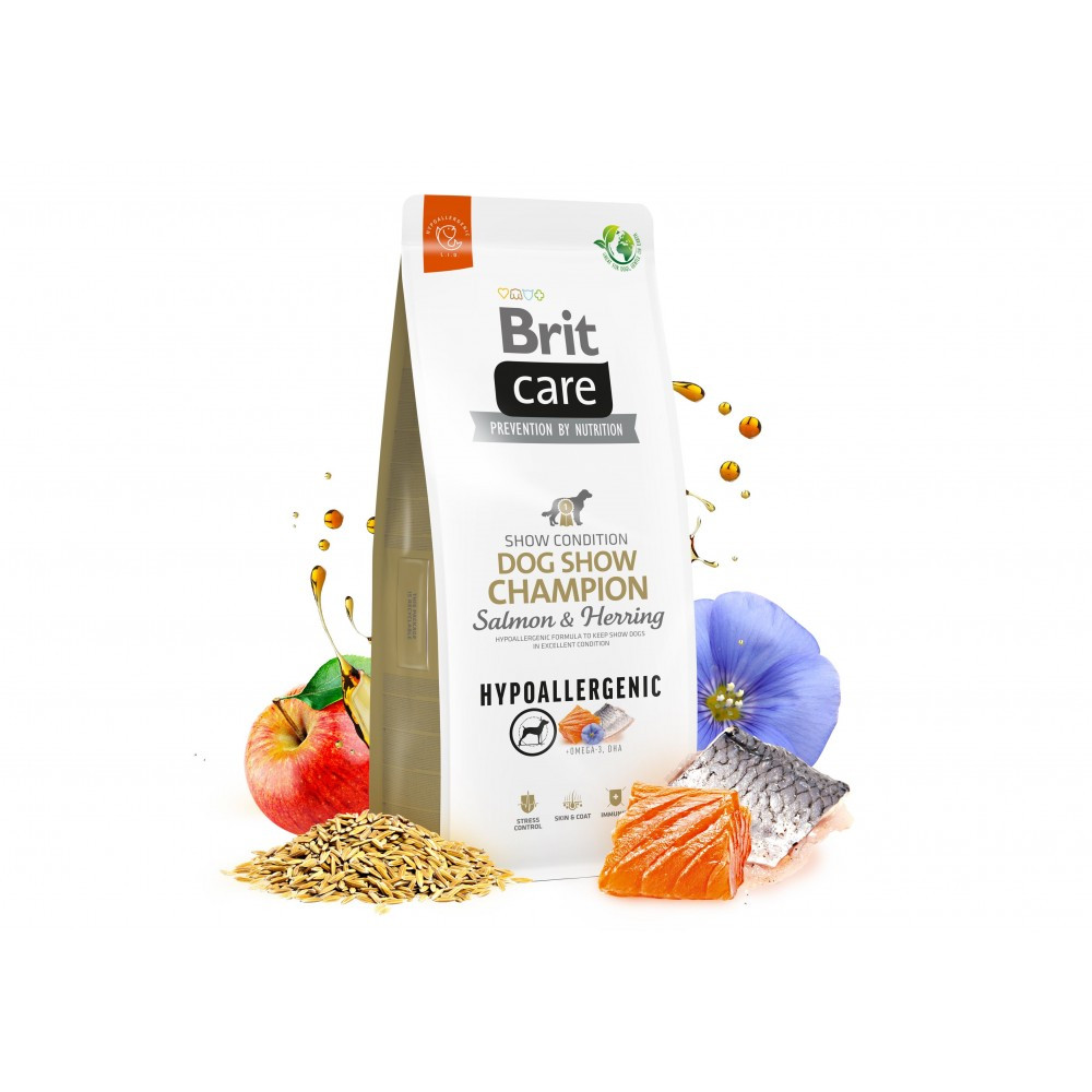 Сухий корм Brit Care Dog Hypoallergenic Dog Show Champion для виставкових собак, з лососем і оселедцем, 12 кг, фото 1