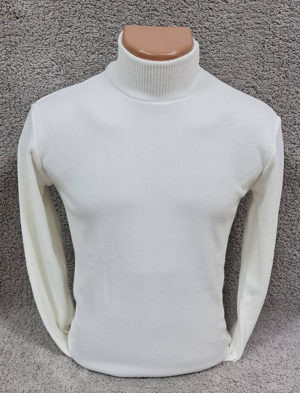 Водолазка гольф чоловічий теплий Leliss однотонний класичний рубчик з коміром стійка білий