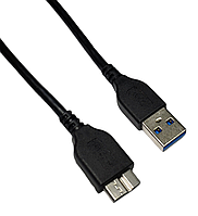 Дата-кабель USB 3.0 AM to USB 3.0 Micro BM 0.45м шнур для зовнішніх жорстких дисків HDD / SSD чорний