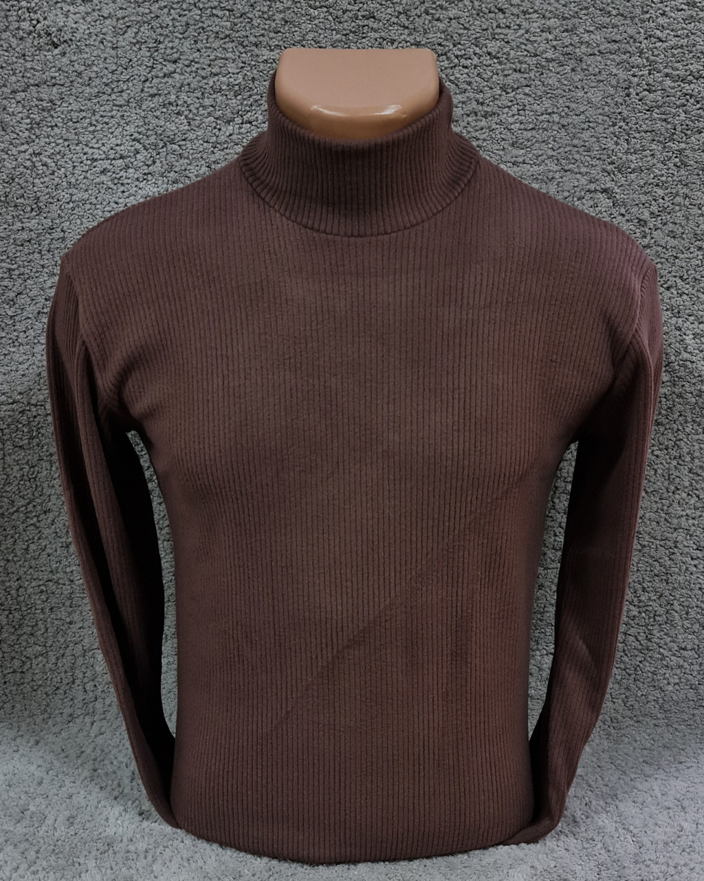 Водолазка гольф чоловічий теплий Leliss однотонний класичний рубчик з коміром стійка шоколадний