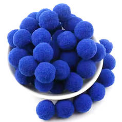 Помпончики велюрові люкс, 2 см, синій (20 шт)