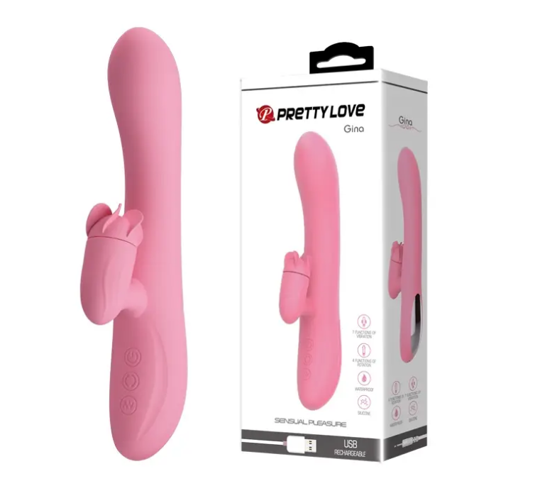 Вібратор з обертовим стимулятором клітора Pretty Love — GINA 4 rotation 7 vibration, фото 1