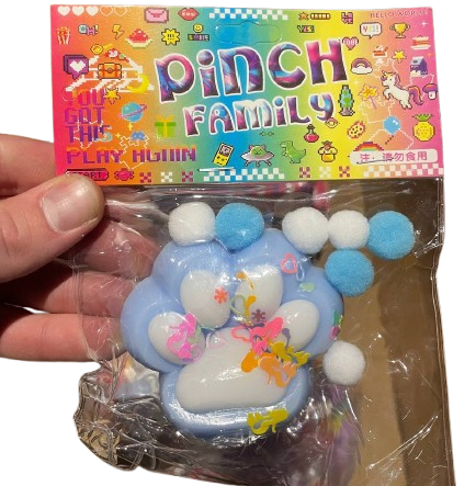 Іграшка-антистрес Таба Лапка Pinch Family Сквіш Лапка Котика блакитна з білим